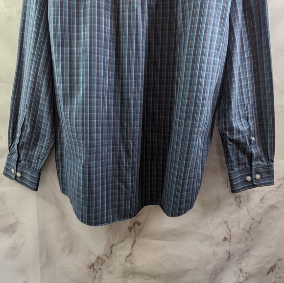 Duluth Shirt Mens 2XL Blue Button Down Plaid Long Sleeve Wrinkle Fighter Iron - Picture 7 of 11